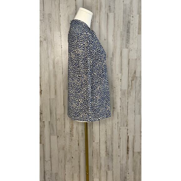 J. McLaughlin Women's XS Blue Leopard Print 3/4‎ Sleeve Blouse - Picture 5 of 5